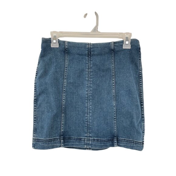 Free People Dresses & Skirts - Free People Denim Mini Skirt Womens Size 6 Blue Jean Skirt Zip Back